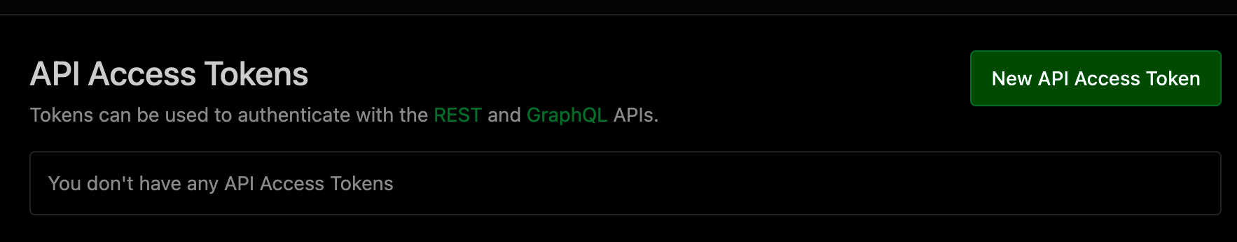 Buildkite API Access Tokens page with the New API Access Token button