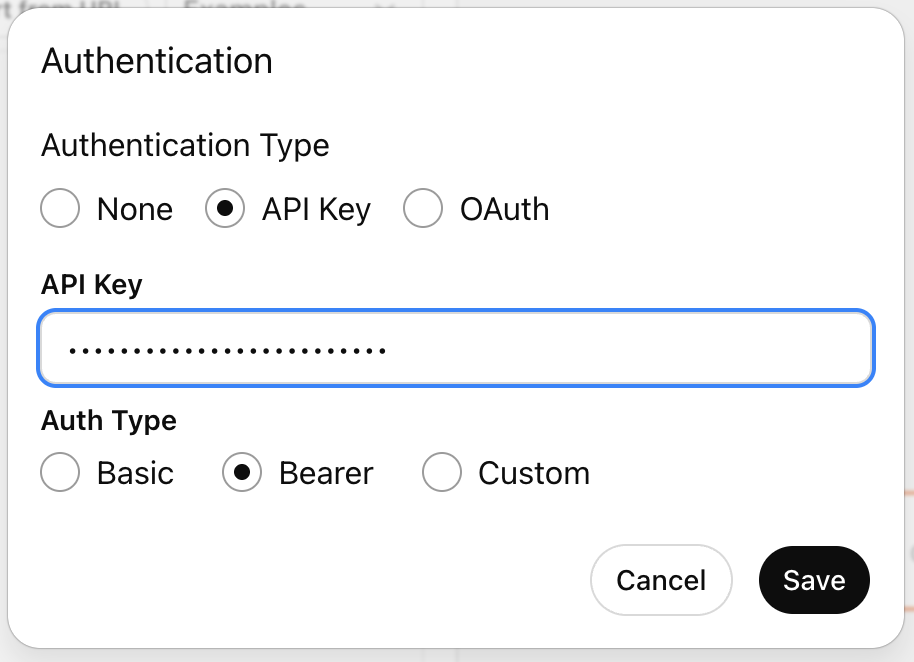Custom GPT API Key configuration