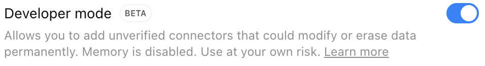 Enable developer mode in ChatGPT