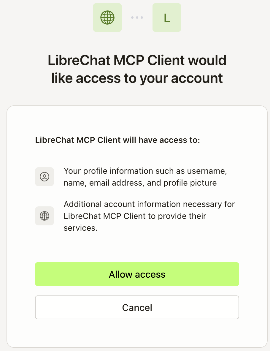 MCP server dropdown in LibreChat